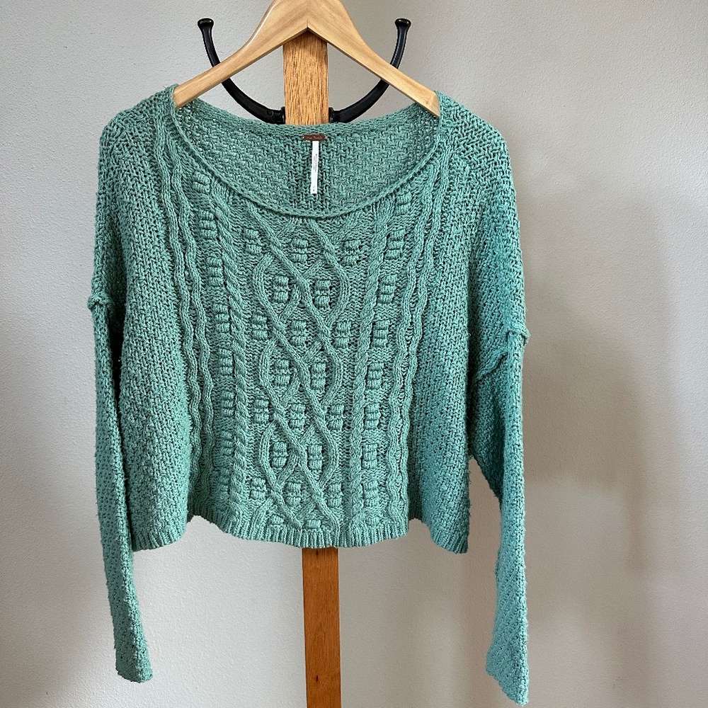 Free people Changing Tides sweater, size small, color "white spruce" green